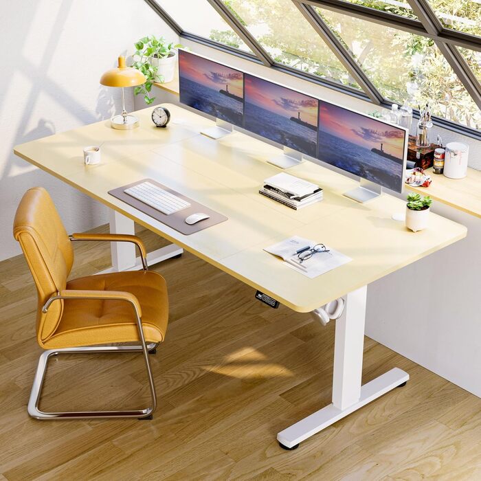 Регульований стіл за висотою з USB-C, електричний стіл з пам'яттю, стоячий стіл, комп'ютерний стіл для офісу, білий Pro, 180 x 80 см