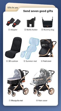 Дитяча коляска YAZOCO 3 в 1: Buggy, Babybett, Комплект. Легка складна коляска для новонароджених з алюмінієвим каркасом (5 Creme)