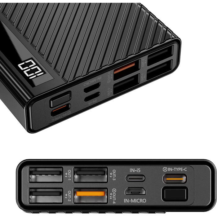 Вт 20000 мАг, USB C PD 3.0 QC 4.0, сумісний з iPhone, Samsung, iPad, Huawei, Switch, 22,5