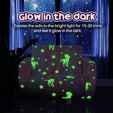 Дитяче розкладне диван-крісло BEJOY 2 в 1, Sherpa, з єдинорогами, для дитячої кімнати, подарунок на день народження, для дівчаток та хлопчиків
