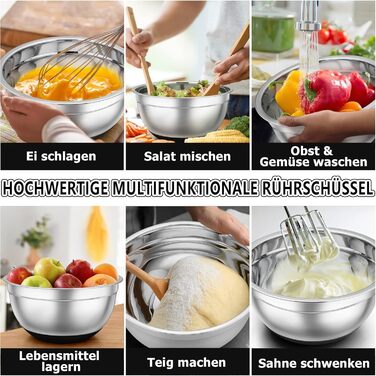 Набір місок TEAMFAR 7 шт., нержавіюча сталь, з кришками та силіконовим дном, 0,7L - 6,5L, чорний