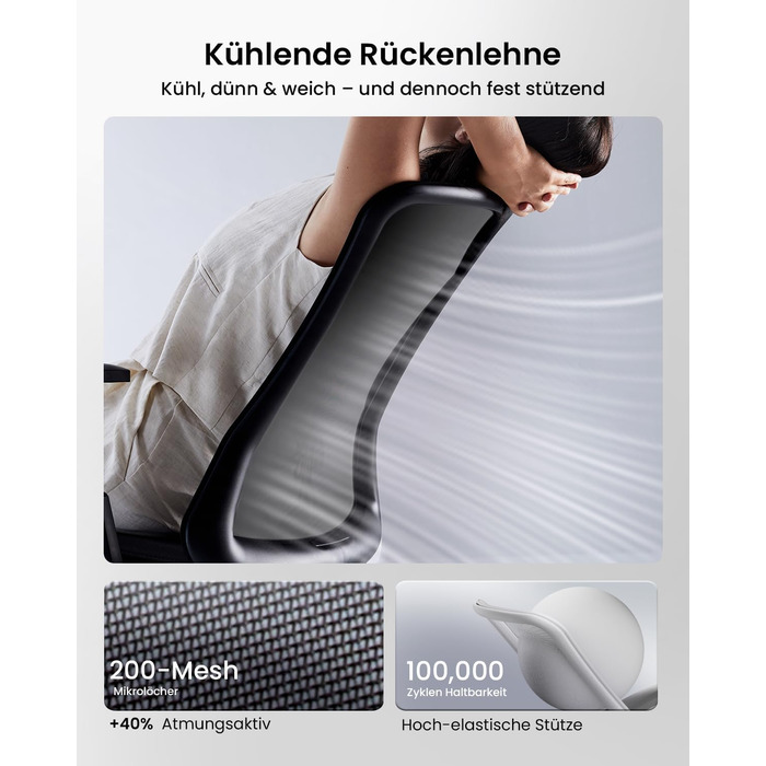 Офісний стілець ProtoArc Flexer ергономічний чорний з регулюванням глибини сидіння та дихаючою сітчастою спинкою для дому та офісу