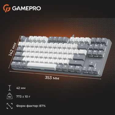 Дротова механічна клавіатура GamePro Genesis Metallic (MK110G) 87% Red switches