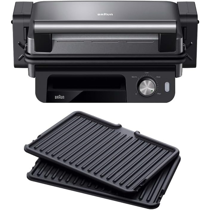 Електричний гриль Braun MultiGrill 7 CG7020: 3-в-1 (контактний гриль, BBQ, духовка), 2000W, велика площа (12 бургерів), планка & гриль, для дому, срібний