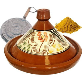 Автентичний тажин з каменю Марокко, 35 см + розсіювач полум'я та трави