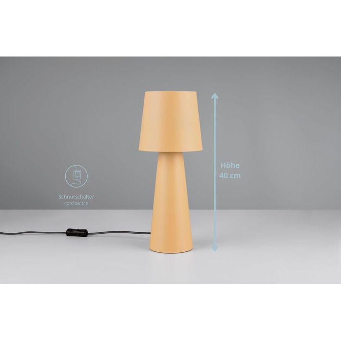 Настільна лампа Hailey з вимикачем, IP20 для дому, без лампочки E27 (макс. 10W), висота 40 см, діаметр 16 см, бежева