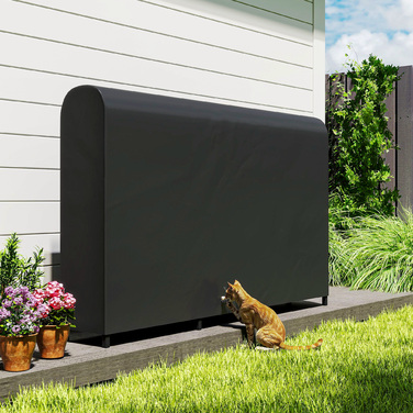 Сховище для дров Outsunny з металу, 199 x 30 x 121 см, об'єм 0,6 м³, з водонепроникним покриттям, вантажопідйомність до 300 кг