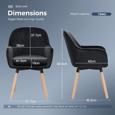Крісла для обідньої зони ELUCHANG, набір 2 шт., поворотні на 360°, м'яке сидіння (10 см), з високими підлокітниками, кремово-білий велюр, до 150 кг, для спальні, кухні, вітальні