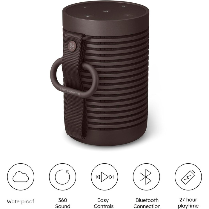 Bang & Olufsen Beosound Explore – Портативна Bluetooth колонка з водозахистом, 27 годин роботи, 360° звук, USB-C, Чорний Антрацит