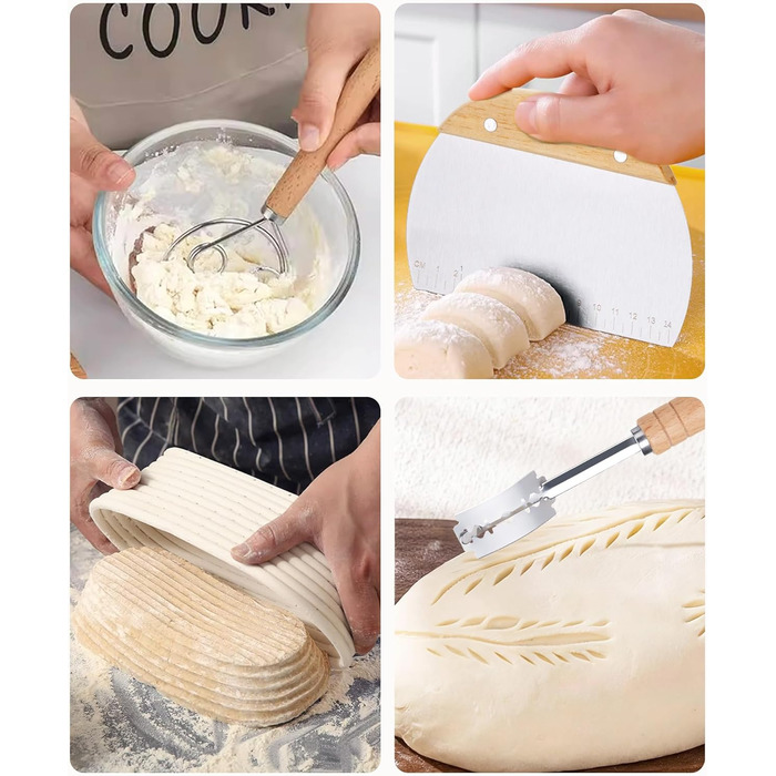 Набір для закваски з ротангу: корзини, скребок, ніж, тканина - повний комплект для початківців та професіоналів