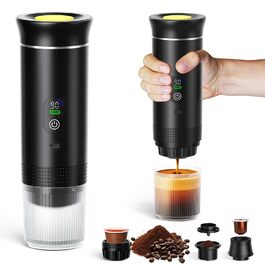 ADOGO Портативна кавомашина для еспресо з акумулятором, 20 Bar, електрична, сумісна з капсулами NS та меленою кавою, для подорожей та кемпінгу