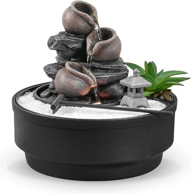 Фонтан для саду Oasis Zen'Light: водоспад, LED-підсвічування, білий пісок, декор для релаксації