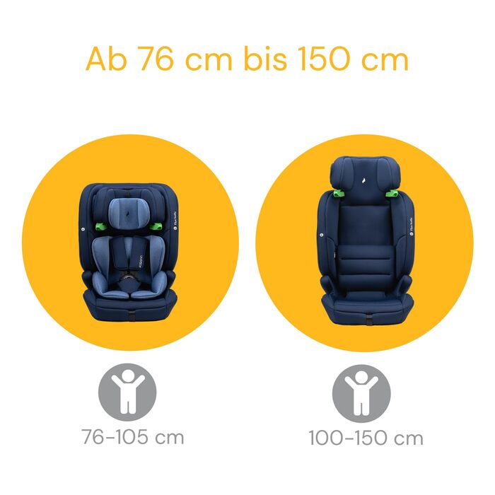 Дитяче автокрісло Osann Flux Isofix, i-Size від 76 до 150 см, зростаюче дитяче автокрісло Isofix - сірий меланж (I-Size Navy Melange)