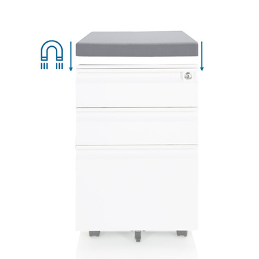 Контейнер на колесах COLOR OS Metall weiß з сірим м'яким сидінням hjh OFFICE