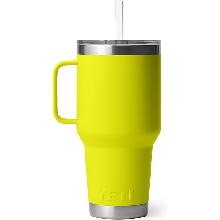 Термос YETI Rambler з кришкою-соломинкою, 35 oz (1 л), колір Firefly Yellow