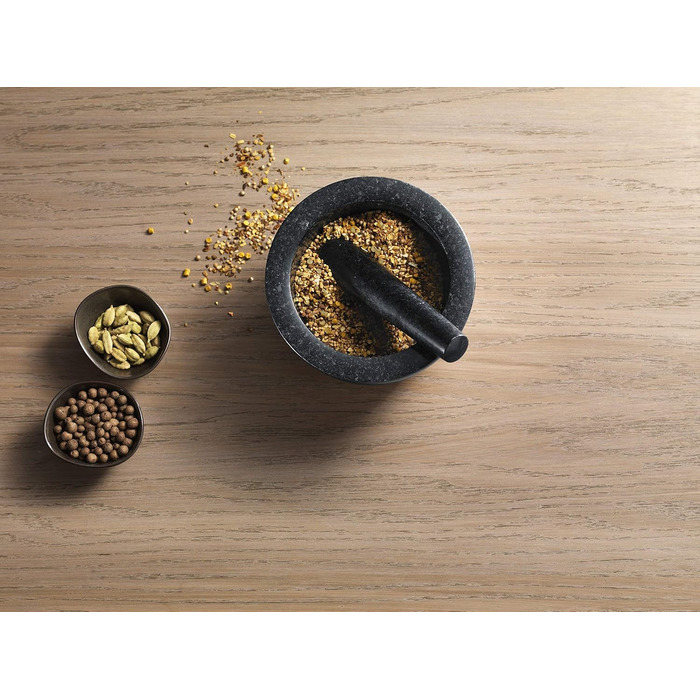 Набір Zwilling Spices: ступка з товкачиком (граніт, 11 см) та сито (нержавіюча сталь, 16 см)