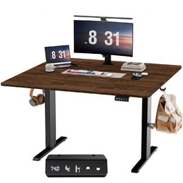 Регульований по висоті письмовий стіл 120x60 см з пам'яттю на 2 режими, стіл для домашнього офісу та геймінгу, колір вінтажний коричневий