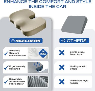 Подушка для сидіння Skechers з Memory Foam, для офісного крісла, автомобіля, зняття болю в куприку та сідницях, бежевого кольору