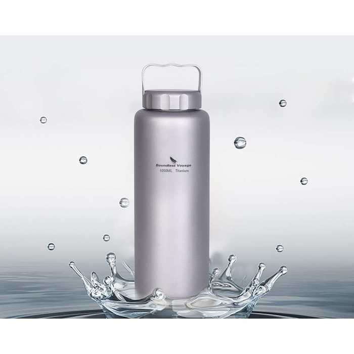 Фляга для води iBasingo 1050 мл, титанова, спортивна, для туризму та кемпінгу, з широким горлом, без витоку, Ti3005D/Ti3006d
