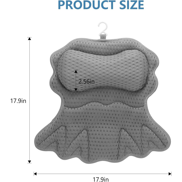 Підголовник для ванни SetSail: комфортна підтримка шиї та спини, сірий