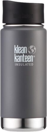 Пляшка з нержавіючої сталі Klean Kanteen з кришкою для кафе з вакуумною ізоляцією широка (сіра матова)