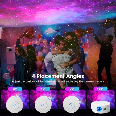 Проєктор зоряного неба Smart Sternenhimmel WiFi з пультом, додатком та голосовим керуванням, 16 млн кольорів, 25 дБ, кут нахилу 4 позиції (з жовтими зірками)