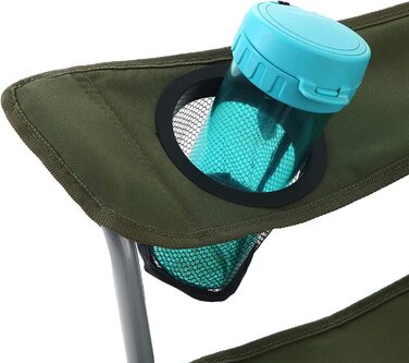 Крісло для кемпінгу SONGMICS, розкладне крісло, вуличне крісло з підлокітниками, підголівником і підстаканниками, стійка рама, з можливістю завантаження до 150 кг, GCB09BK (зелений)