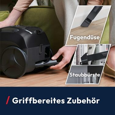 Пылесос Hoover HP1 без мешка, потужний для твердих підлог та килимів, 700 Вт, об'єм контейнера 2 л, фільтр EPA, радіус дії 7,5 м [HPZ107HM]