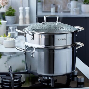 Вставка для пароварки Le Creuset з нержавіючої сталі з кришкою з термостійкого скла, діаметр 24 см