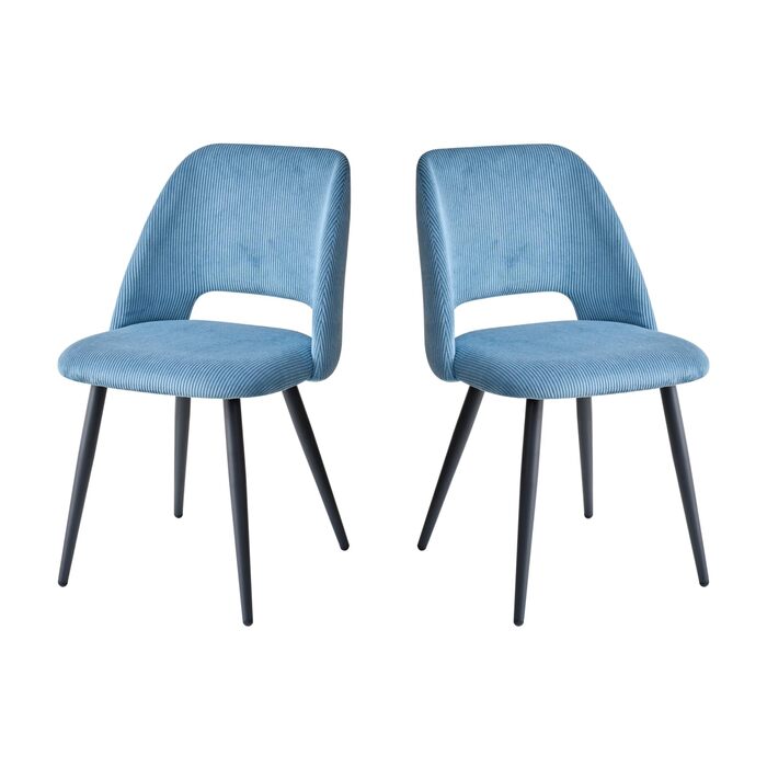 Стілець для їдальні, кухонний стілець з вертикальними смугами, м'який стілець з ергономічною спинкою, для їдальні, вітальні, кухні, спальні - (Блакитний, набір 2 шт.)