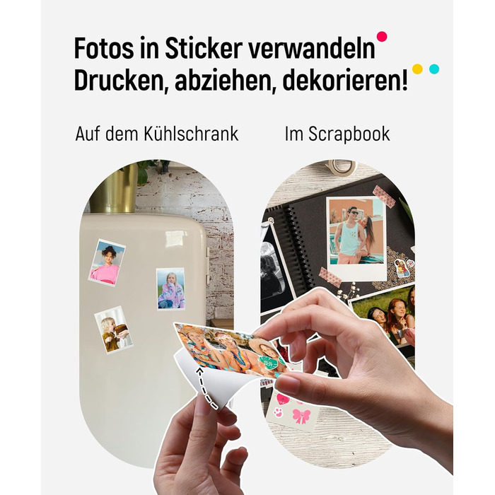 Liene Pearl K100 Міні-фотопринтер для смартфонів, білий. Підтримка Bluetooth 5.0, сумісний з iOS та Android, 5 листів фотопаперу.