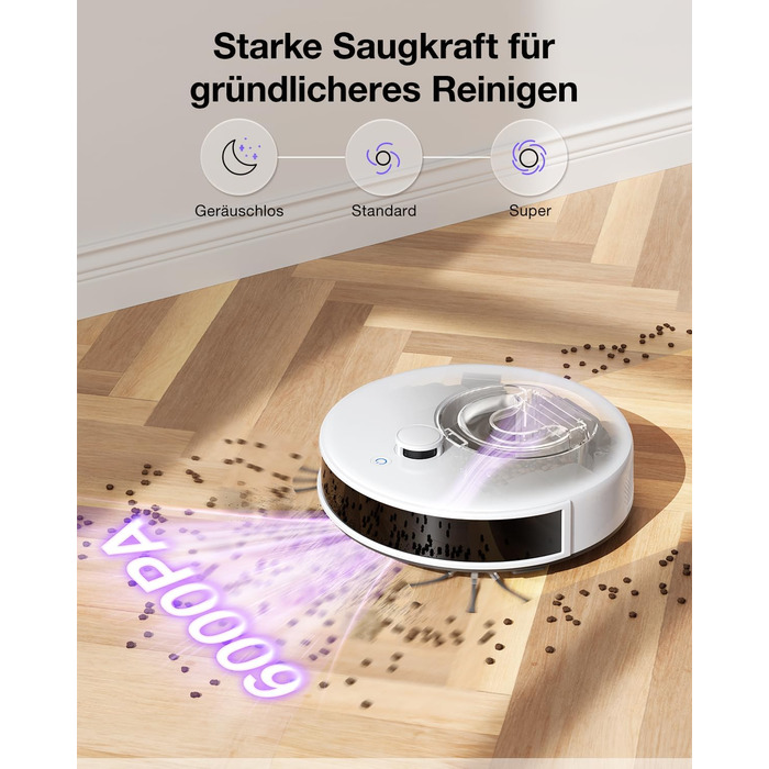 Робот-пилосос OKP L7G 3-в-1 з функцією миття підлоги, LiDAR-навігація, 6000Pa, 150 хв роботи, WiFi, Alexa, для тварин, килимів, твердих підлог, сірий