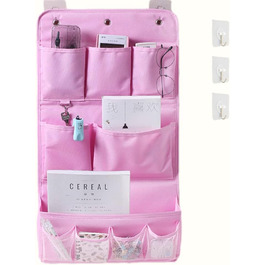 Підвісна сумка для зберігання у ванній кімнаті, задні двері, спальня, туалетний столик, зберігання, багатофункціональна сумка для зберігання з 3 липкими настінними гачками (3-шаровий, рожевий) 3-шаровий рожевий
