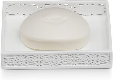 Набір аксесуарів для ванної кімнати Creative Scents – білий та сірий. 4 предмети: дозатор для мила, мильниця, тримач для зубних щіток, чашка.