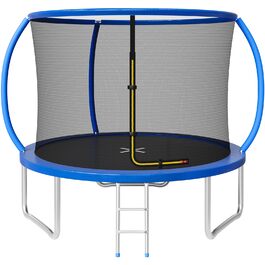 Батут JUMMICO вуличний Ø183/220/290/360 см з сіткою, захисним покриттям та комплектом для монтажу, круглий садовий батут для дітей 220 см синій
