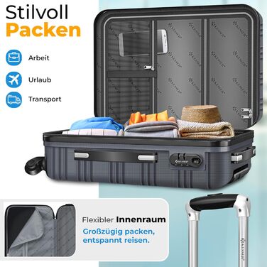 Валіза KESSER® з жорсткою оболонкою, вагова система та жетон для багажу | Чемодан-тележка, Rollkoffer з кодовим замком, 4 колеса, ABS, телескопічна ручка (75см – 120л)