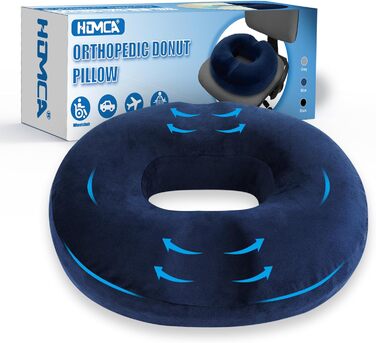 Подушка для сидіння HOMCA Orthopedic Memory Foam Donut, 45x40x9 см, синя