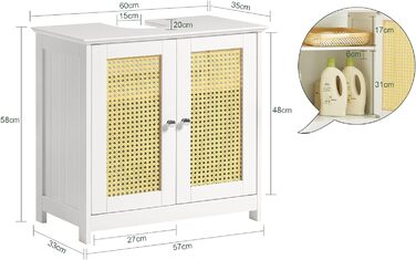 Тумба під умивальник SoBuy FRG237-II-W, BHT 60x58x35см, короткий виріз, жовтий