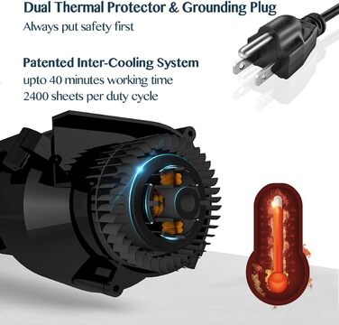 Шредер документів WOLVERINE P5 SD9101, 8-лістковий, супер-мікроріз, для важкого паперу та кредитних карт, тихий, з контейнером 17л (Чорний)