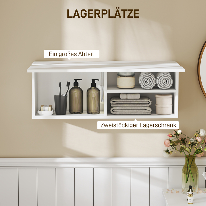 Шафка для ванної кімнати навісна, настінна з підйомною дверцятами, з газовою підйомною полицею, 80 x 25 x 30 см, білий