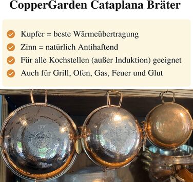 Жаровня CopperGarden Cataplana з кованої міді ручної лудіння діаметром близько 24 см. мідна жаровня з п.