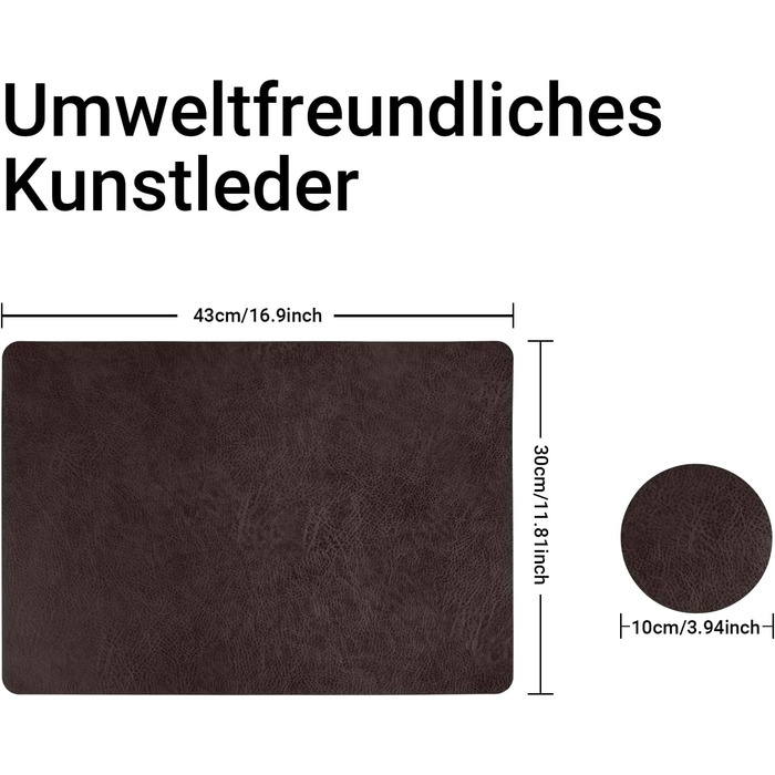 Набори серветок на стіл, відмивані, підставки під горнятка, термостійкі, з екошкіри, двосторонні, для обіднього столу, декор, для вулиці, 43x30 см, світло-зелений+бежевий (6 шт., кутові, кава+чорний)