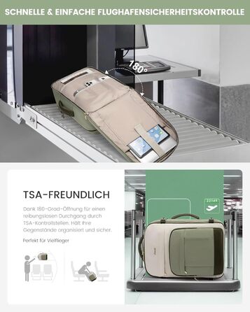 LOVEVOOK Рюкзак ручної поклажі, 40L, для подорожей, дамський, водонепроникний, для ноутбука 17 дюймів, кофр-рюкзак, для роботи, ділових поїздок, Weekender, оливково-зелений, світло-бежевий, оливково-зелений