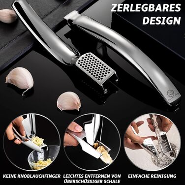 Прес для часнику та імбиру з нержавіючої сталі | Без очищення | Легко миється | 5 років гарантії | Для дрібного подрібнення