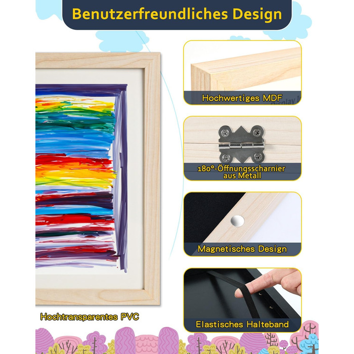 Дерев'яна рамка для дитячих малюнків Ciscle A3, для творчості, школи та дому