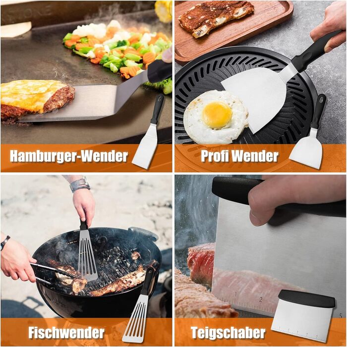 Набір аксесуарів для гриля з нержавіючої сталі: 67 предметів для кемпінгу, BBQ, Smoker, Plancha та газового гриля. Ідеальний подарунок для чоловіків та жінок