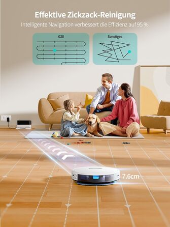 Робот-пилосос HONITURE G20 з функцією миття підлоги, 4000Pa, 3-в-1, для тварин, килимів, твердих підлог, з пультом дистанційного керування, білий