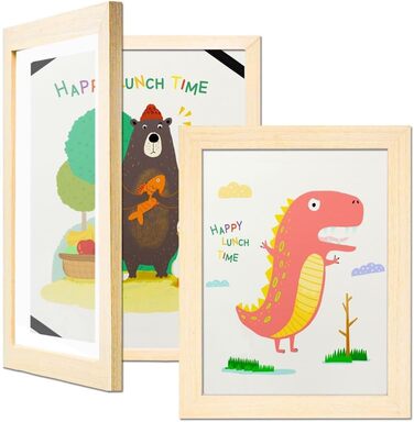 Дерев'яні рамки для дитячих малюнків, A4, 2 шт. - для школи, дому, офісу