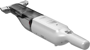 Акумуляторний ручний пилосос BlackDecker Dustbuster Slim HLVC315J11 (12 В, 1,5 Агод, без мішка та бездротовий, з вбудованою насадкою для всмоктування розміру XXL, включаючи зарядний кабель, щілинну насадку та щітку для м'яких меблів), білий