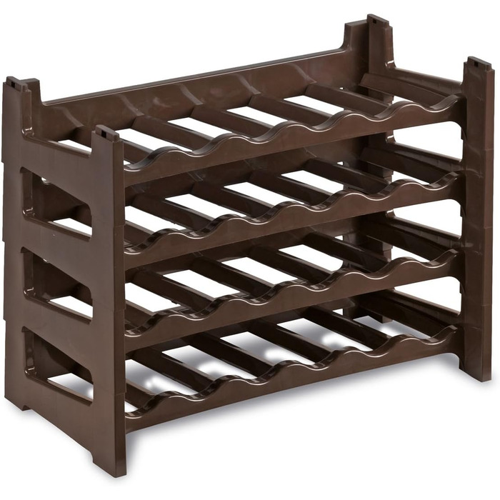 Стильна полиця для пляшок з міцного пластику мокко на 24 пляшки - полиця для вина, органайзер для пляшок